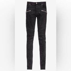 Balmain Slim Cut Cotton Jeans Ribbed Black Men’s Size 36